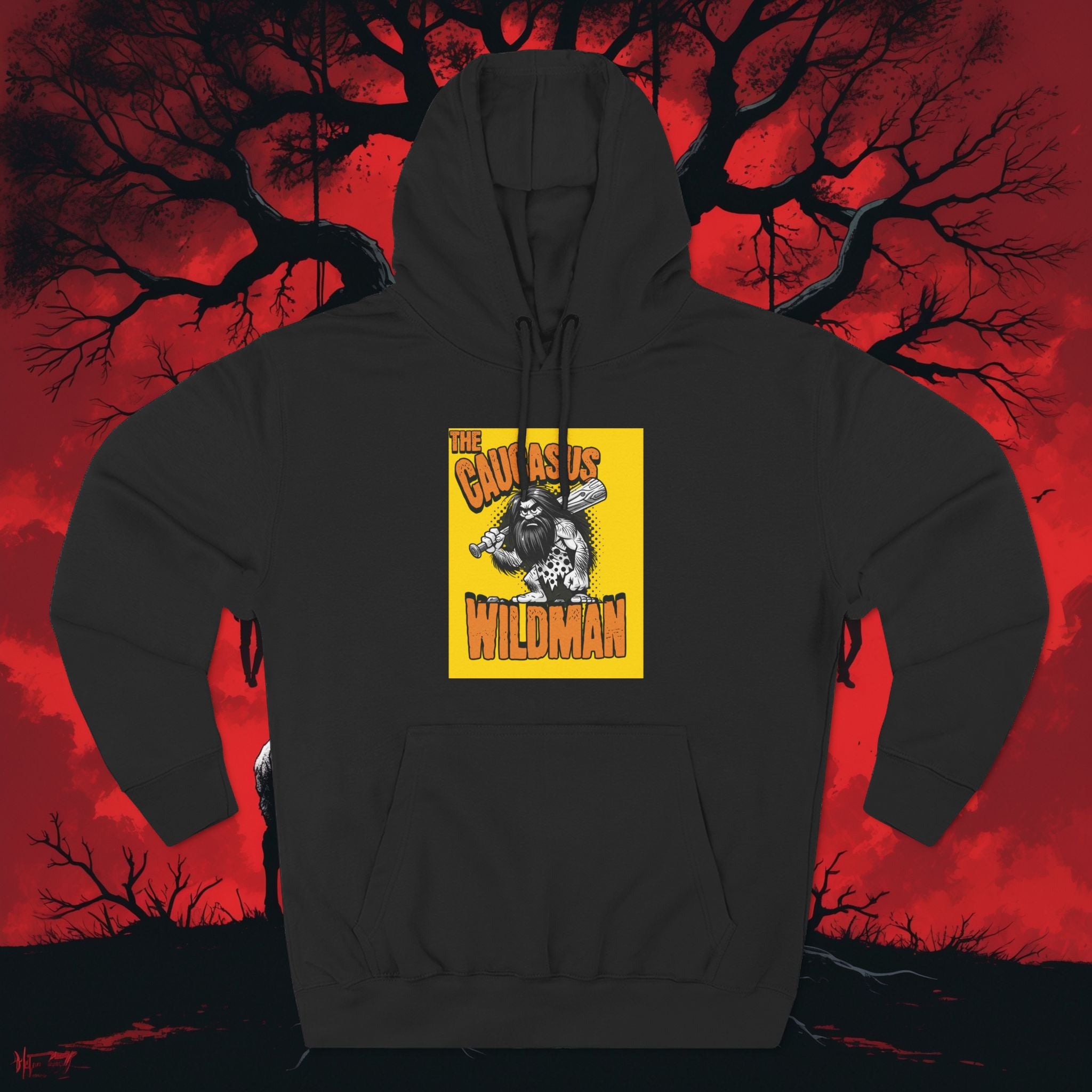 Hoodie — 'Caucasus Wildman' Graphic Fleece Hoodie